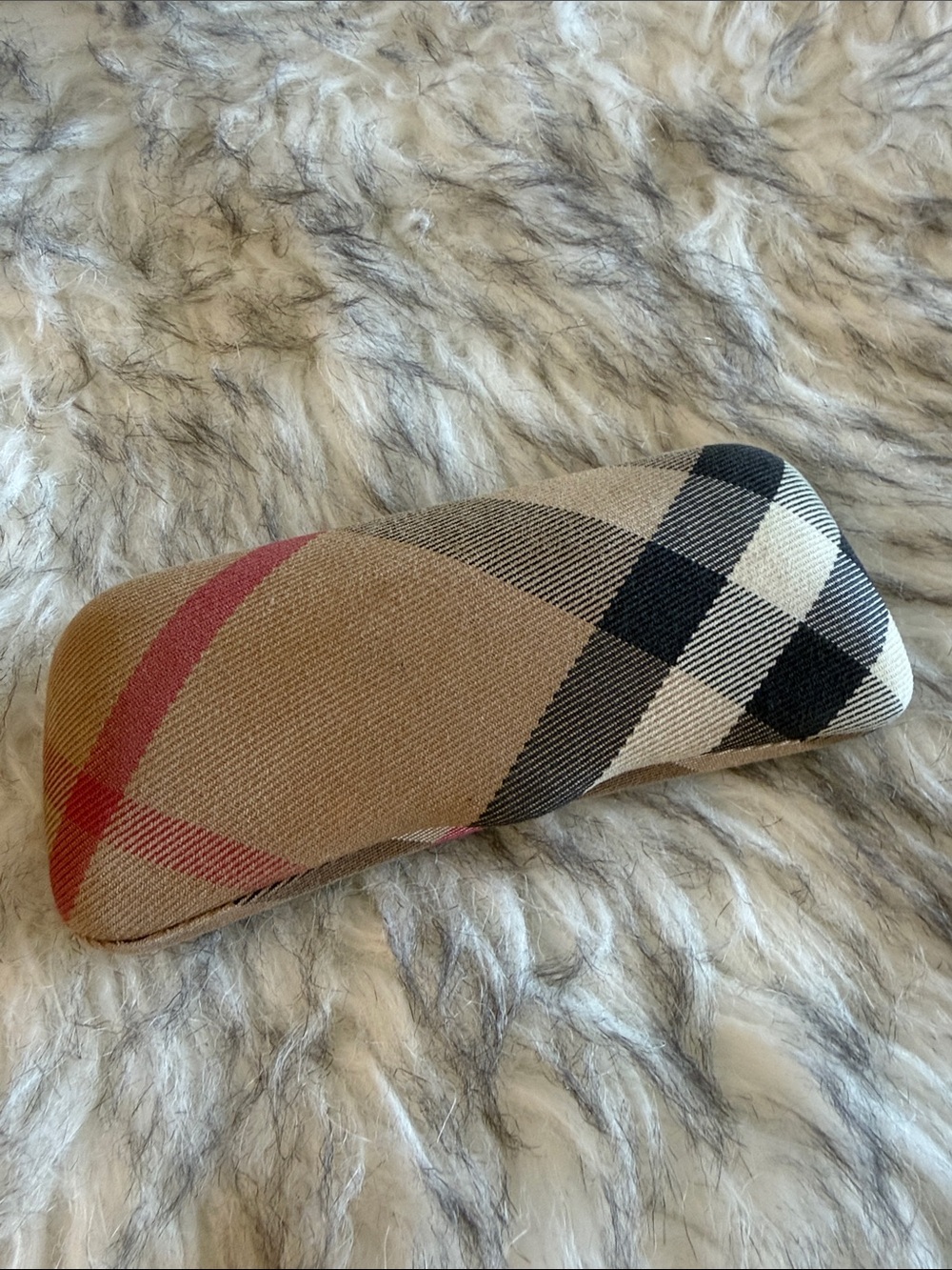 BURBERRY Plaid Eyewear Case in Beige, Black & Red